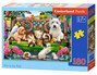 PUZZLE 180 PIES KOTKI ZWIERZĘTA PARK KWIATY