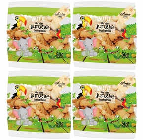 4x BIO Ania Herbatniki Mini ZOO Jungle Bez Cukru 50g