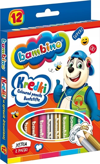 KREDKI OŁÓWKOWE SZKOLNE + TEMP 12K BAMBINO
