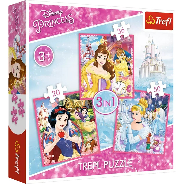 Puzzle 3w1 Zaczarowany Świat Księżniczek 34833 Trefl