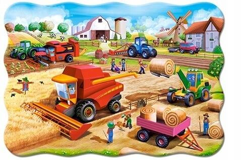 PUZZLE MAXI 20 UKŁADANKA WIEŚ FARMA TRAKTOR MASZYNY POJAZDY PRACA 4+ CASTOR