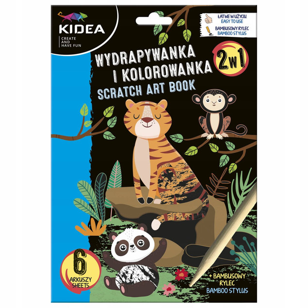 WYDRAPYWANKA KOLOROWANKA ZWIERZĘTA 6 ark. + RYSIK
