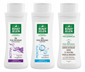 3x BIAŁY JELEŃ Żel Pod Prysznic BIOTYNA + PREBIOTYK + NATURALNY 300ml