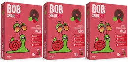3x Przekąska Owocowa Jabłko Truskawka Bez Cukrów 100g BOB SNAIL