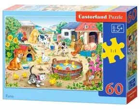 PUZZLE 60 FARMA ZWIERZĘTA NATURA KOT PIES CASTOR