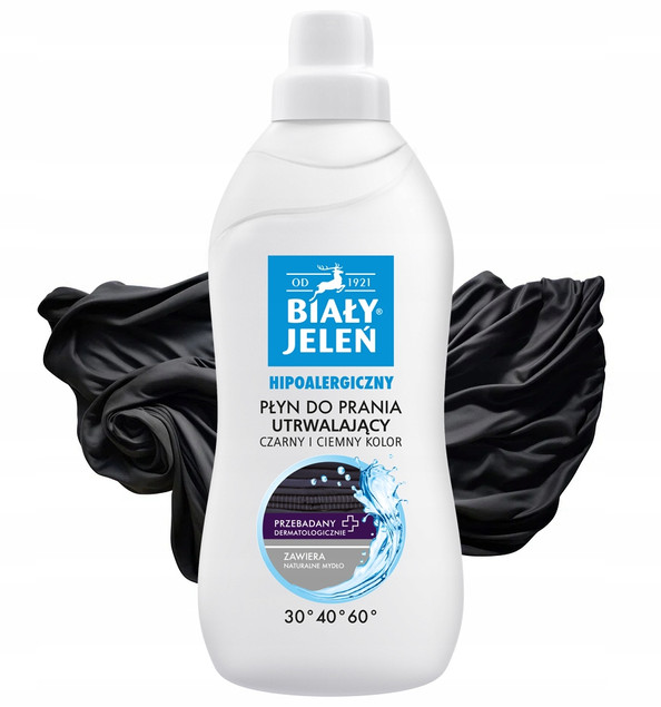 Biały Jeleń hipoalergiczny płyn do prania utrwalający czarny i ciemny kolor 1 l