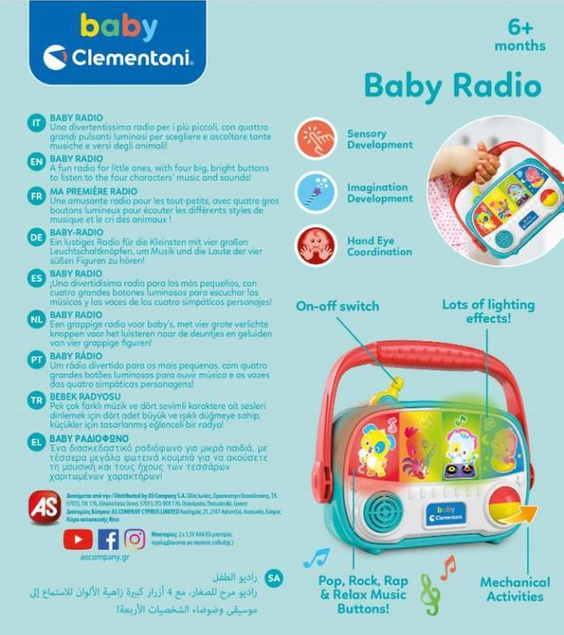 Interaktywne Baby Radio Dla Dzieci Światło Dźwięk 6M+ Clementoni