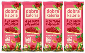 4x Naturalny Baton Tarta MALINOWA Orzechy Nerkowca Rodzynki Dobra Kaloria