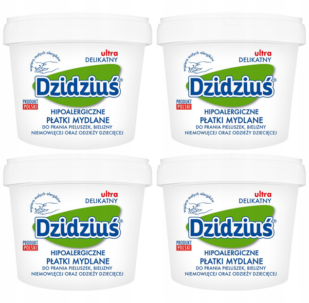 4x DZIDZIUŚ Hipoalergiczne Płatki Mydlane Do Prania 400g