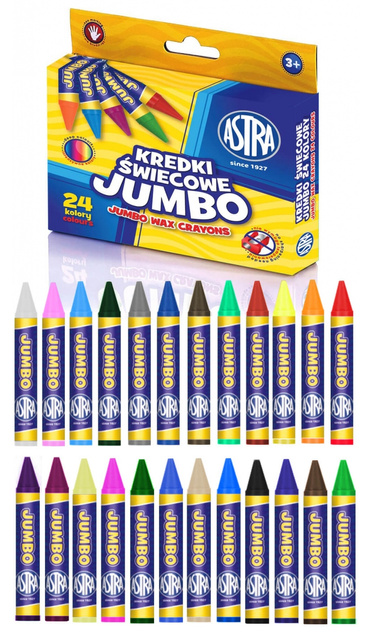 Kredki Świecowe Jumbo Szkolne Dla Dzieci 24 Kolory 3+ Astra