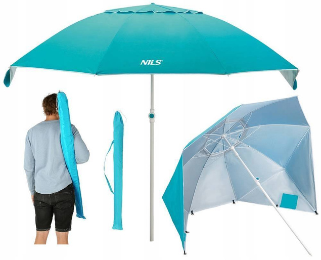 DUŻY parasol OGRODOWY PLAŻOWY czasza 190cm PARAWAN