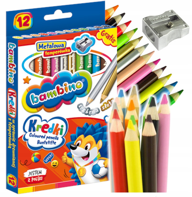 KREDKI OŁÓWKOWE SZKOLNE + TEMP 12K BAMBINO