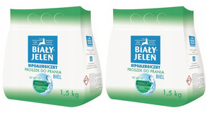 2x BIAŁY JELEŃ Hipoalergiczny Proszek Do Prania BIAŁYCH Biel Tkanin 1,5 kg