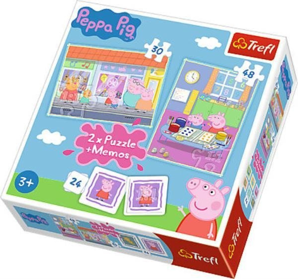 Puzzle 2w1 gra memory Dzień Peppy Trefl 90600