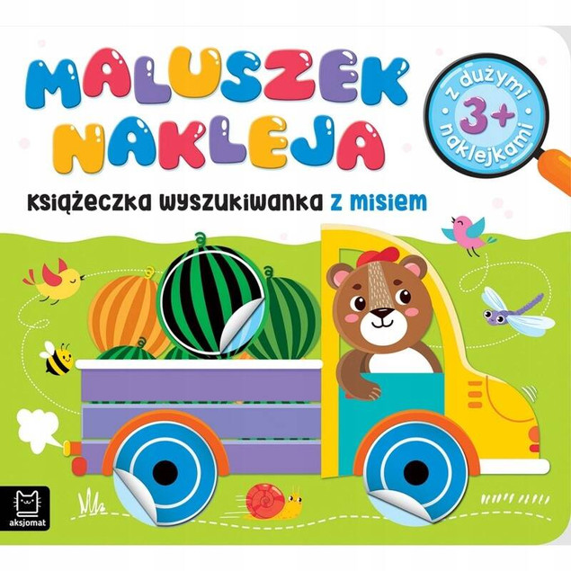 Maluszek nakleja. Książeczka wyszukiwanka z misiem