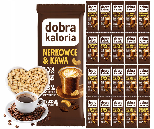 20x DOBRA KALORIA Zdrowy Baton Orzech Nerkowca i Kawa Błonnik Bez Cukru