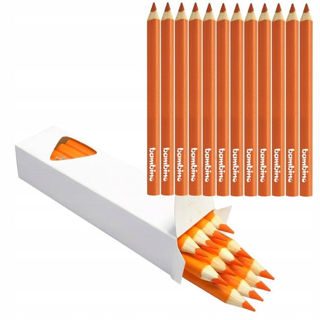 Kredka w drewnie trójkątna czerwona 12szt Bambino