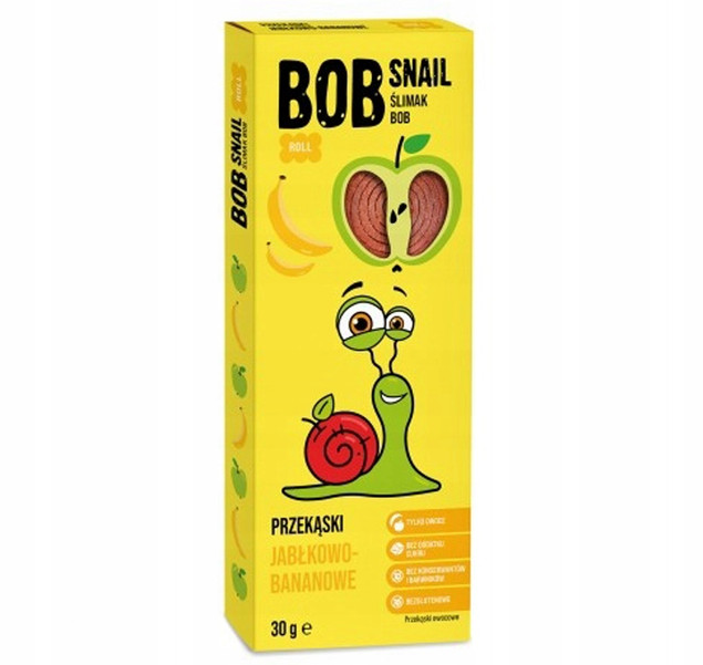 BOB SNAIL Przekąska Owocowa MIX SMAKÓW 30g x 10 Sztuk Bez Cukru i Glutenu