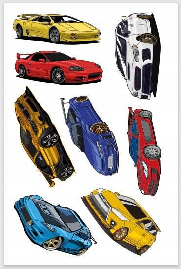 Kolorowanka z tatuażami. Samochody wyścigowe