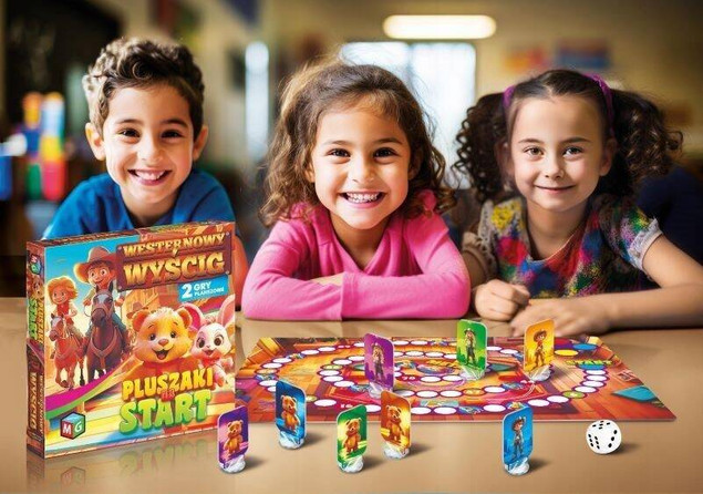 Gra Planszowa 2w1 Westernowy Wyścig i Pluszaki Na Start Łatwa 4+ Multigra