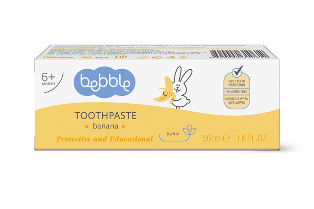BEBBLE Pasta Do Zębów Dla Dzieci BANANOWA Bez Fluoru 6M+ 50ml