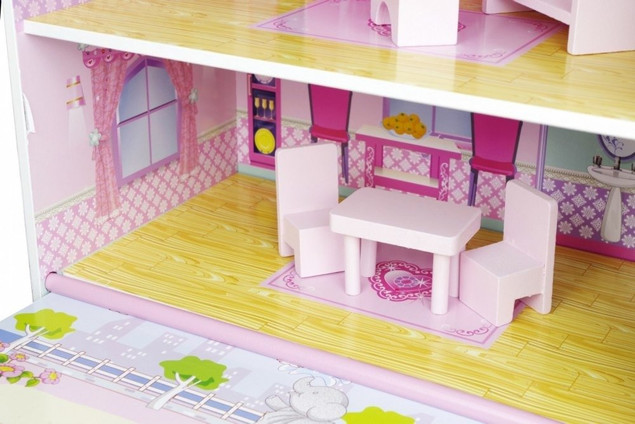 Duży DREWNIANY DOMEK DLA LALEK Mebelki NORIMPEX