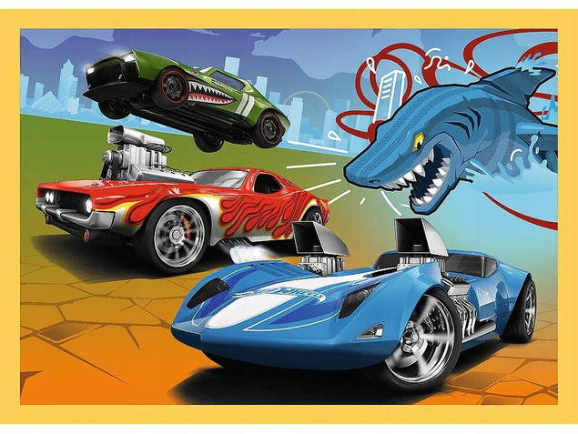 Puzzle 100 Układanka 4w1 HOT WHEELS Pojazdy Autka Auta Autka 4+ Trefl 34627