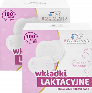 Zestaw 2 x BOCIOLAND Super Chłonne WKŁADKI LAKTACYJNE Mega Paka 100szt