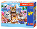 PUZZLE 120 UKŁADANKA DLA DZIECI ZWIERZĘTA KOTY KWIATY MOTYL KOTKI 6+ CASTOR