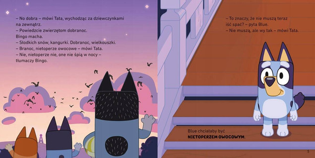 Blue Bluey Dobranoc, Owocowy Nietoperzu Moja Czytanka 3+ HarperKids