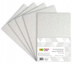 Arkusze piankowe brokat A4 białe 5szt. HAPPY COLOR