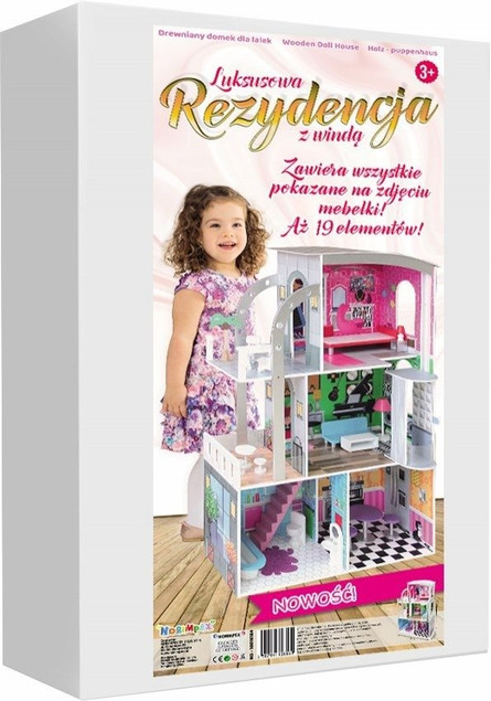 Duży DREWNIANY DOMEK dla lalek Winda WILLA 112 cm