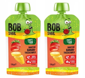 2x BOB SNAIL Smoothie BANAN TRUSKAWKA Bez Dodatku Cukru Mus 120g
