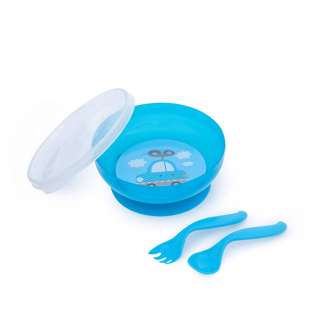 Canpol babies miska z pokrywką i sztućcami 350ml TOYS