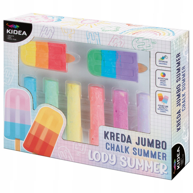 KIDEA Kreda Chodnikowa KOLOROWA Jumbo Kształt Lodów 8 Kolorów