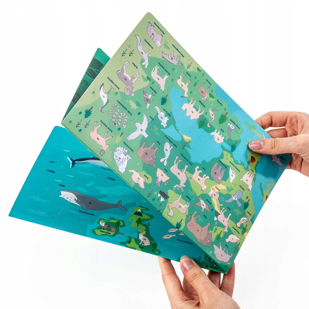 Wyklejanka Gra 2w1 Gdzie one żyją? Zwierzęta Europy mapa kreatywna Kidea