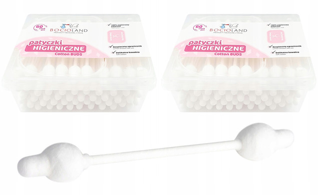 2x Patyczki Higieniczne OGRANICZNIKIEM Do Uszu Dla DZIECI Bocioland