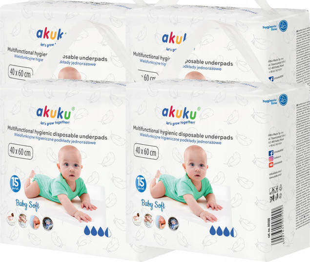 PODKŁAD JEDNORAZOWY 40X60cm BABY SOFT 15 szt.