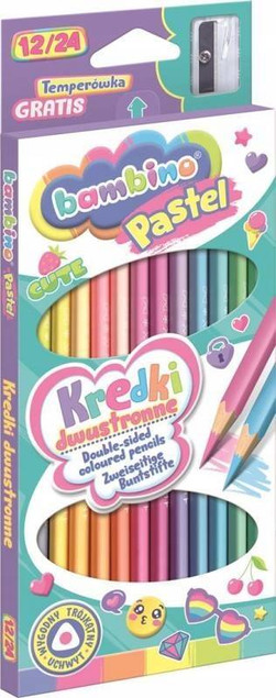 Kredki dwustronne 12 sztuk 24 kolory 18cm pastel