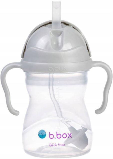 Kubek Niekapek Z Obciążoną Słomką Szary 6M+ 240 ml B.Box