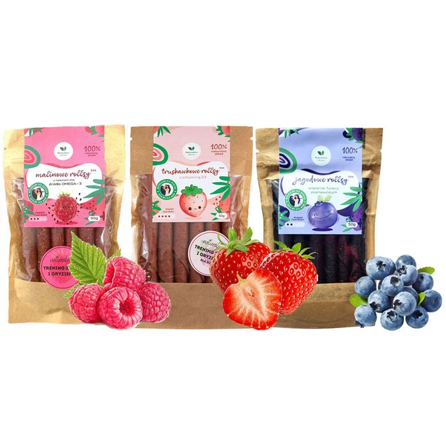3x Naturalnie Zdrowi Rollsy OWOCOWE MALINA TRUSKAWKA JAGODA