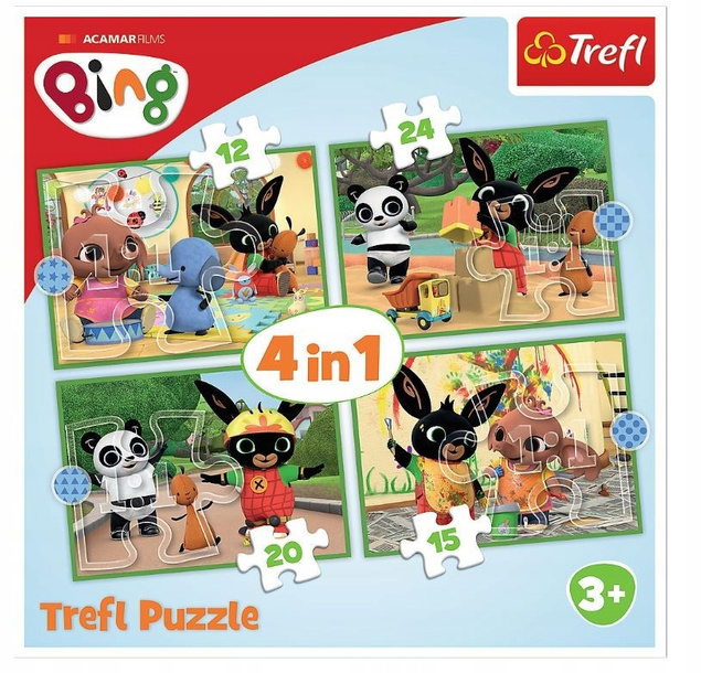 Puzzle 4w1 Układanka Bajka BING Wesoły Dzień Króliczek 3+ Trefl 34357