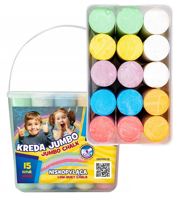 KREDA CHODIKOWA JUMBO KOLOROWA W WIADERKU 15SZT