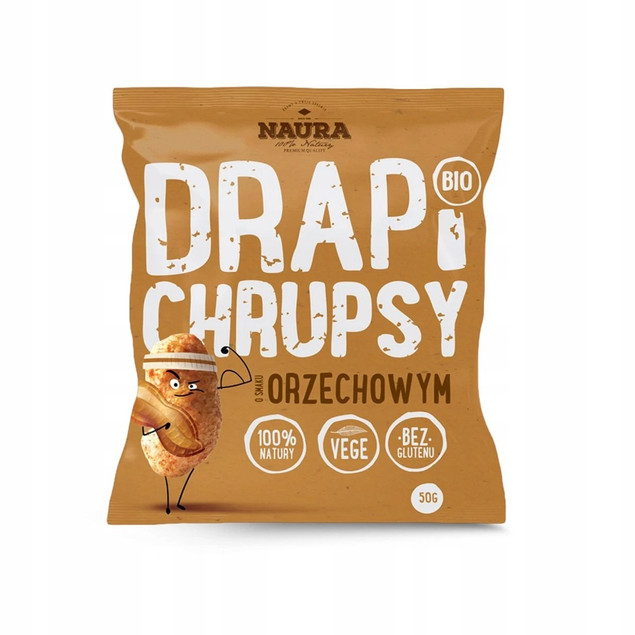 Chrupki o Smaku ORZECHOWYM Drapi Chrupsy Bezglutenowe NAURA 50g