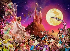 PUZZLE 200 BAJKOWE FANTAZJE WRÓŻKA MAGIA MOTYLE ZAMEK KSIĘŻYC CASTORLAND