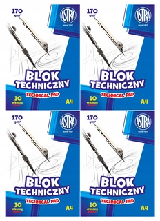 4x Blok techniczny BIAŁY Dla Dzieci Szkoła Plastyka A4/10k 170g Astra