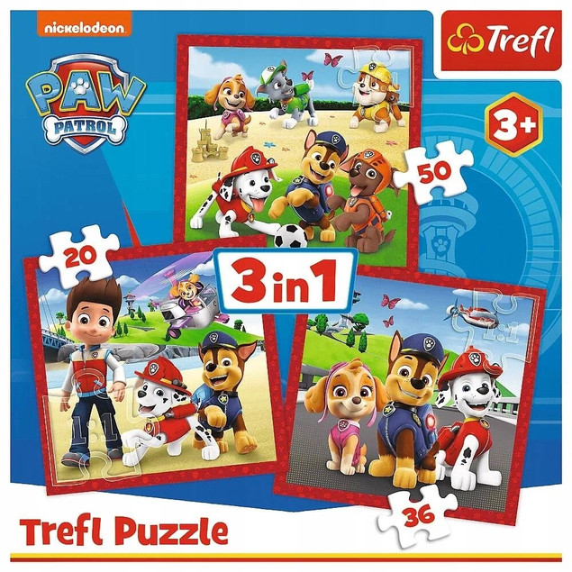 Puzzle 3w1 Wesołe pieski Psi Patrol 34867 Trefl