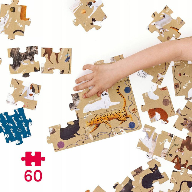 Puzzle 60 Układanka PuzzLove Zwierzaki KOTY Kotki Rasy Obraz 4+ CzuCzu