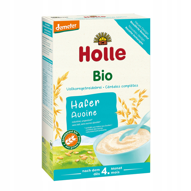 HOLLE BIO Kaszka Owsiana Pełnoziarnista Bez Cukru 250g 5M+