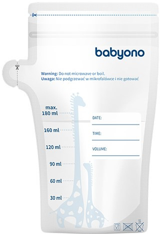 BABYONO Woreczki Do Pokarmu 180ml 30 sztuk 1084